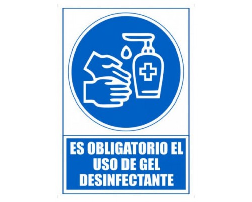 SEÑAL "OBLIGATORIO EL USO DE GEL DESINFECTANTE" 210 X 297MM PVC AZUL ARCHIVO 2000 6173-14 AZ (Espera 4 dias)